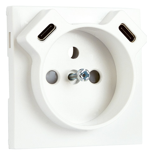 Tapa para Toma Francesa + USB C+C