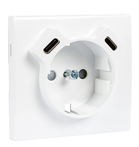Cover Plate for Earth Socket Schuko + USB C+C