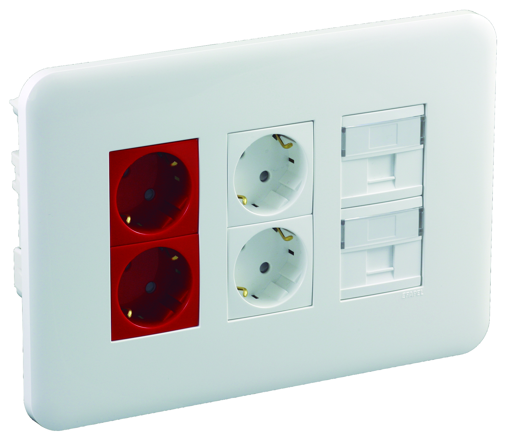 Workstation Flush Mounting 3x4 Modules with 2 Schuko VM + 2 Schuko BR + 2 RJ