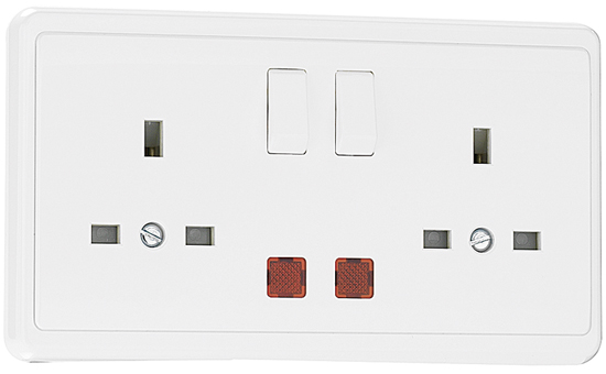 Double Earth Socket (British Type) with Switch and Pilot Lamp