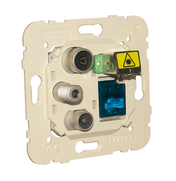 R - TV - SAT - RJ45 Cat. 6A UTP - FO SC-APC Multimedia Socket for Star Connection